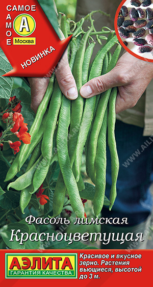 Фасоль Красноцветущая лимская вьющаяся 5г (Аэлита)