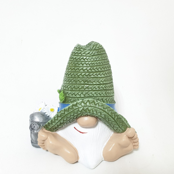 Садовая фигура Гном дедушка с ромашками 12992 (18*19см) (М)