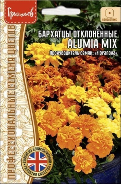 Бархатцы Alumia Mix отклоненные однолетник 5шт (Ред.Сем)