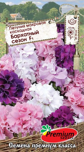 Петуния Бархатный сезон F1 махровая каскадная 10шт (Премиум)