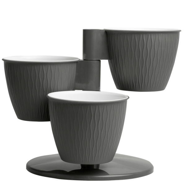 Каскад Пирамида из 3*0,7л горшков серый муссон (Ливингрин)(10шт)