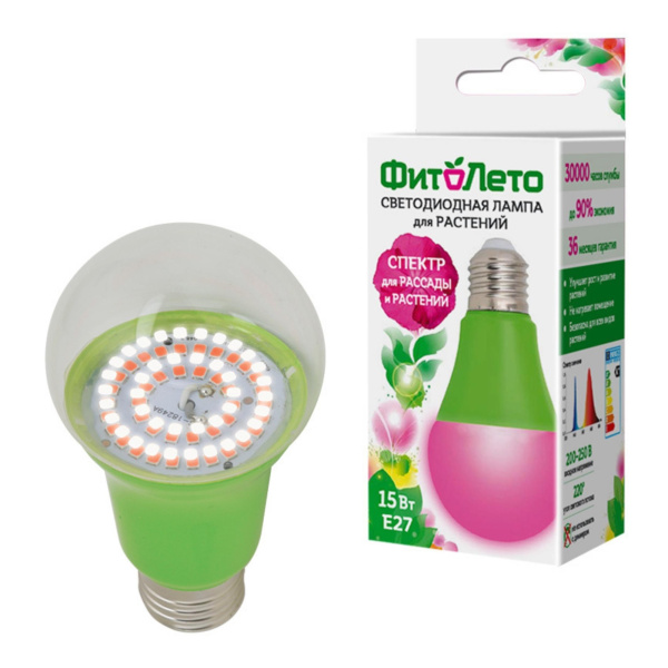 Лампа для рассады и цветения ФитоЛето 15Вт Е27 Лампа для рассады и цветения ФитоЛето 15Вт Е27