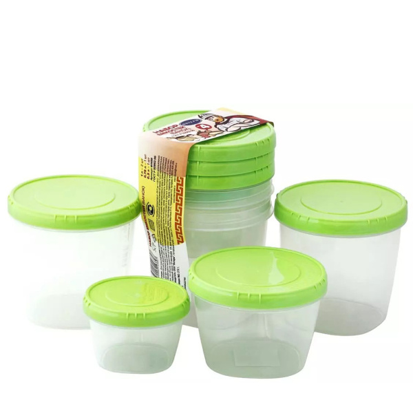 Набор Емкостей 4шт с салатовой крышкой (Интерм)