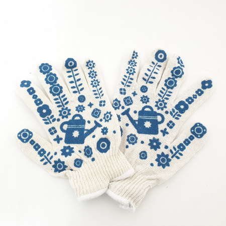 Перчатки х/б Лейки белые ПВХ (10шт)