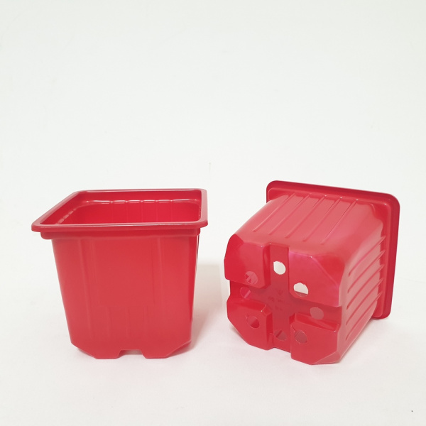 Горшок 0,4л 9*9*8 КРАСНЫЙ КВ (Амина)(1500шт)